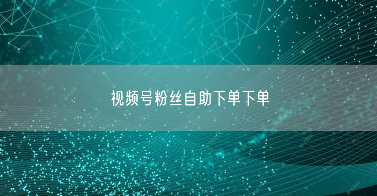 视频号粉丝自助下单下单